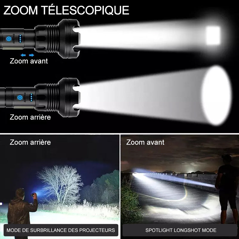 Tactical rechargeable laser LED flashlight | Bowlift