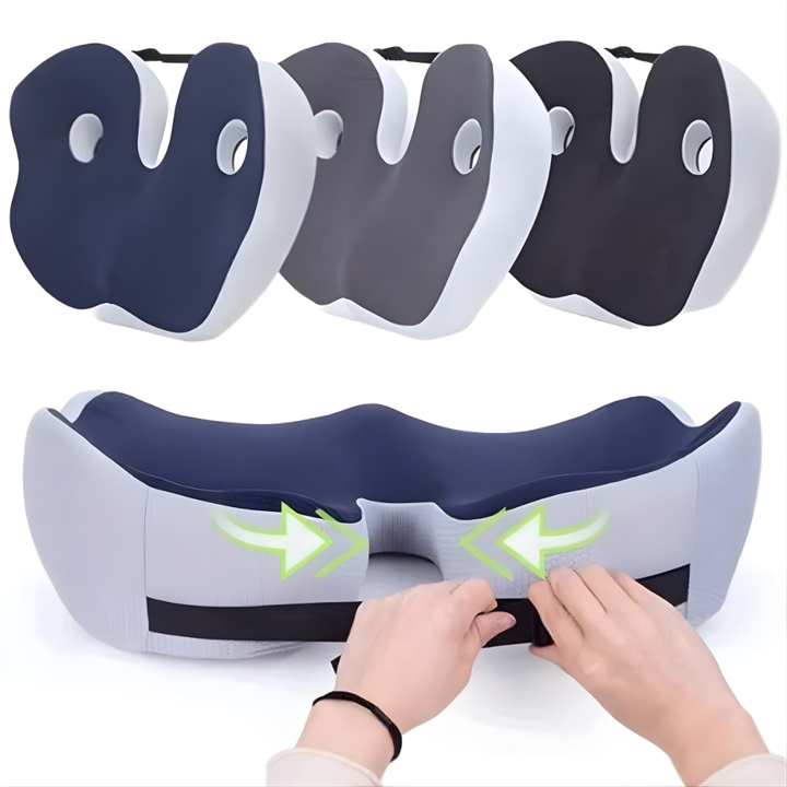 Adjustable Memory Foam Seat Cushion with Breathable Cover and Non-Slip Base