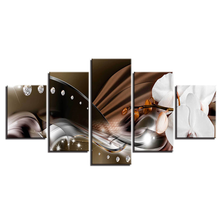 White Orchids & Caffeine Aesthetic 5 Piece - Canvas Wall Art Painting | Bowlift