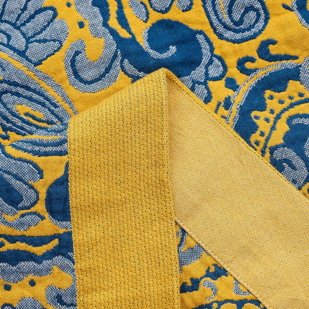 BowLift | Azure Golden Retro Cotton Blanket