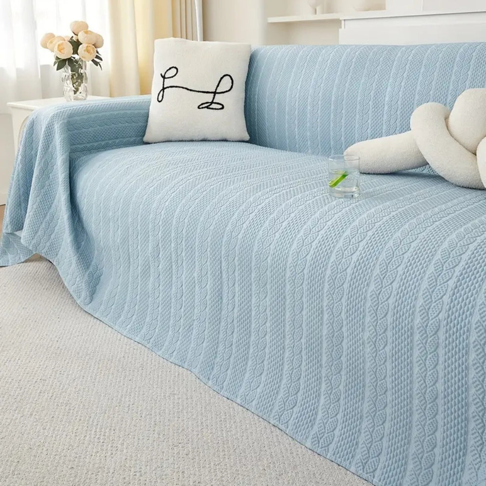 BowLift | Tranquil Plush Leaf Sofa Cover