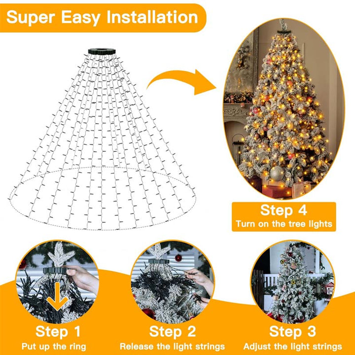 BowLift | Christmas Tree Waterfall Lights with Ring