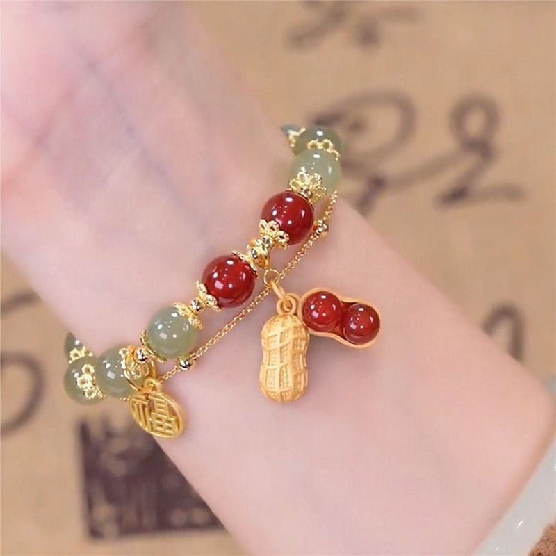 BowLift | Double Chain Natural Jade Bracelet