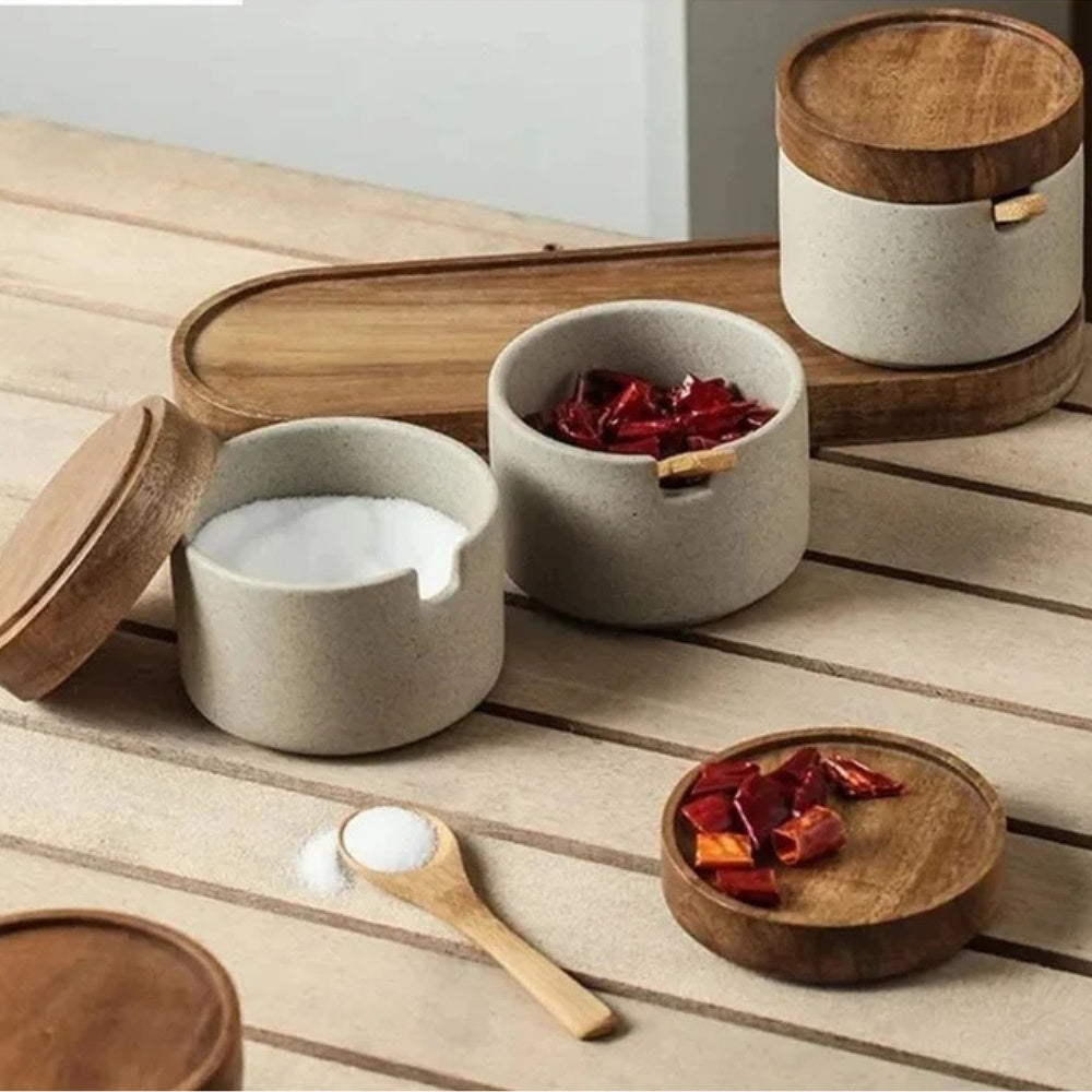 BowLift | Rustic Ceramic Seasoning Jar Set