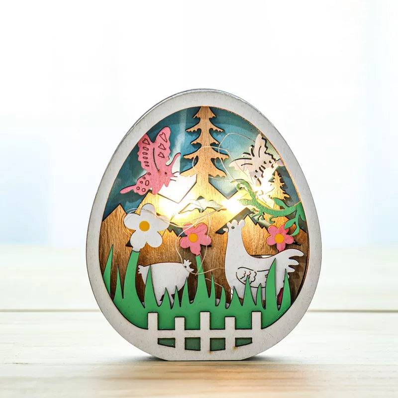 Wooden Easter Decoration with LED Light | Bowlift
