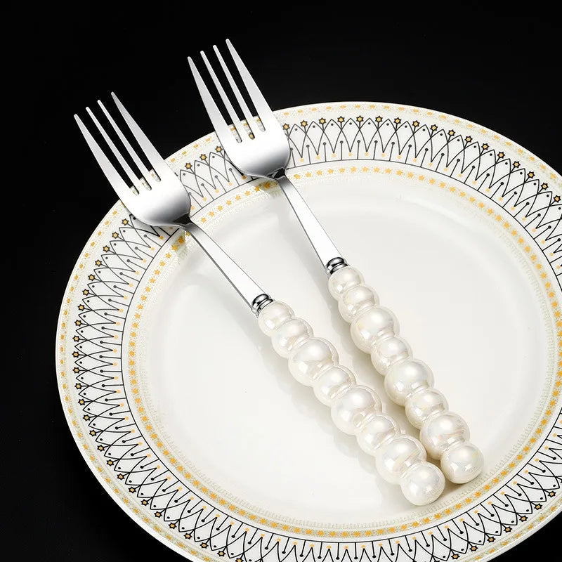 BowLift | Creative Pearl Ceramic Handle Cake Knife and Spatula Set Stainless Steel