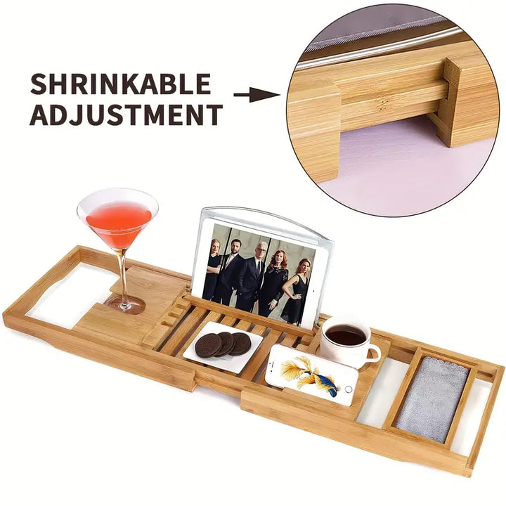 Premium Bamboo Extendable Bathtub Tray Bowlift