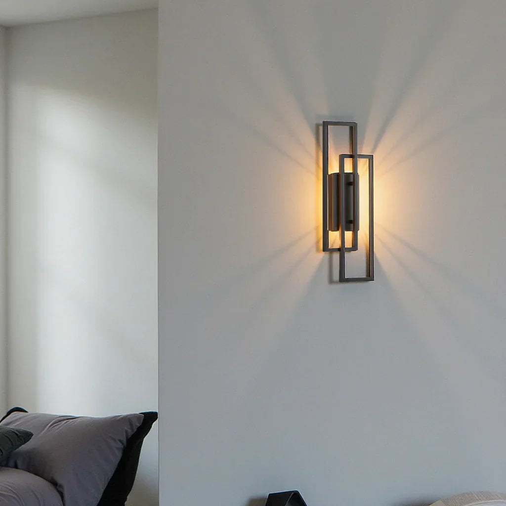 BowLift | Modern Geometric LED Wall Light – Rectangle Design with Remote Dimming (Black or Copper Finish)