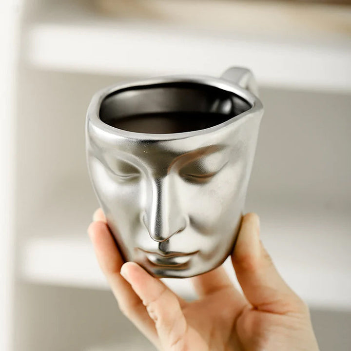 BowLift | Metal Touching Face Creative Ceramic Kiss Coffee Cup, Artistic Vibe Mug & Saucer Set