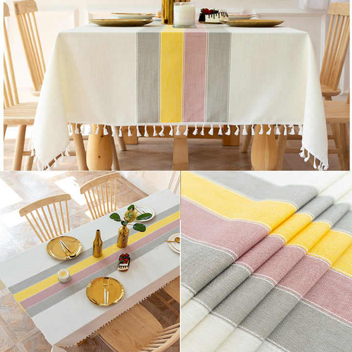 BowLift | Waterproof Oil-resistant Rectangular Tablecloth Cotton Linen Wrinkle-resistant Tablecloth for Kitchen Dining Room Buffet Party