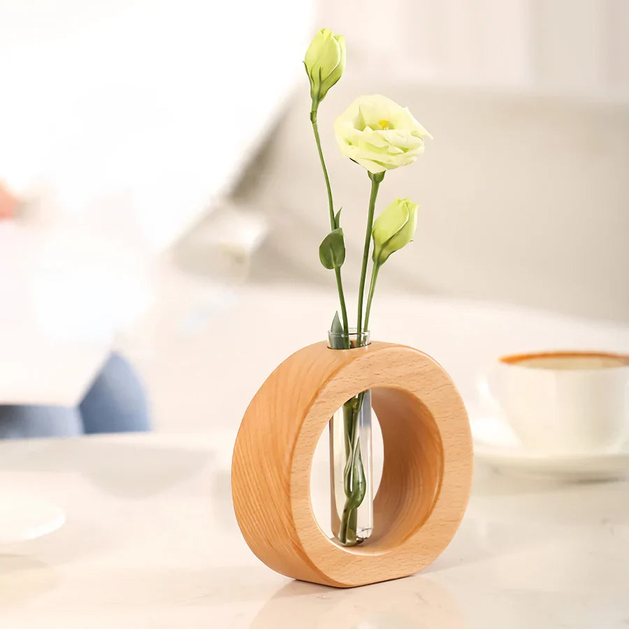 BowLift | Solid Wood Mini Glass Vase for Living Room Decoration