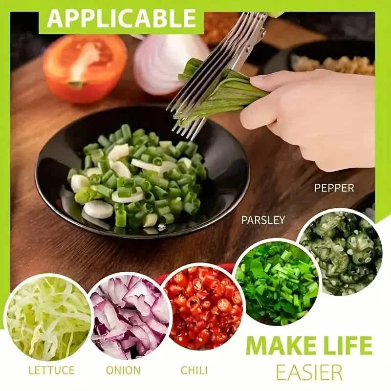 BowLift | 5-Blade Stainless Steel Herb Scissors Set - Versatile Kitchen Scissors