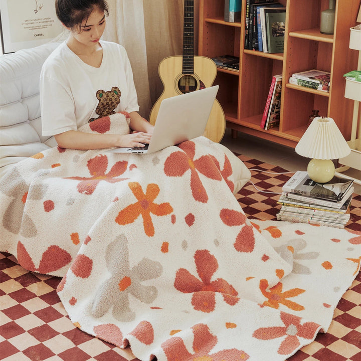 BowLift | Colorful Floral Downy Knitted Knee Blanket