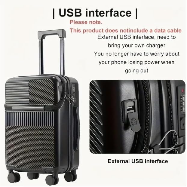 BowLift | Hard Shell Cabin Luggage with Cup Holder, USB Port & TSA Lock