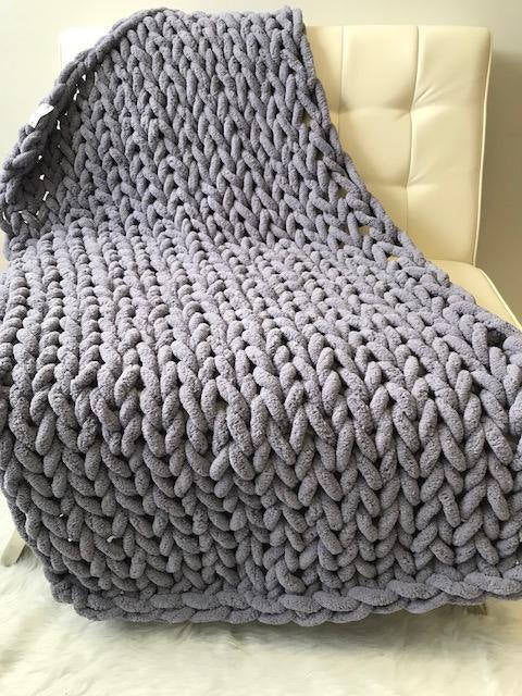 BowLift | Chenille Chunky Knitted Blanket, Thick Cable Knit Throw for Couch Bed Sofa