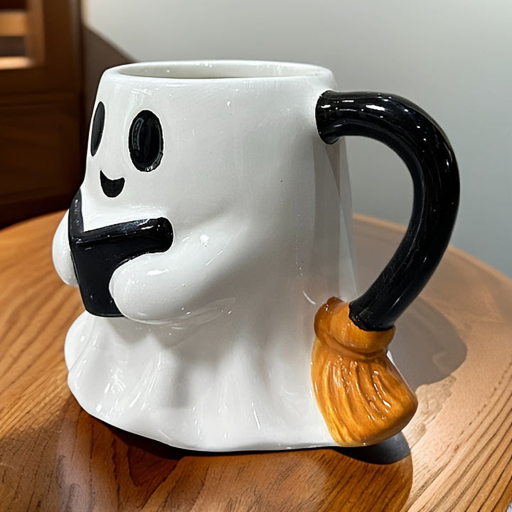 BowLift | Halloween Ghost Mug – Ceramic Mug with Laughing Ghost Design