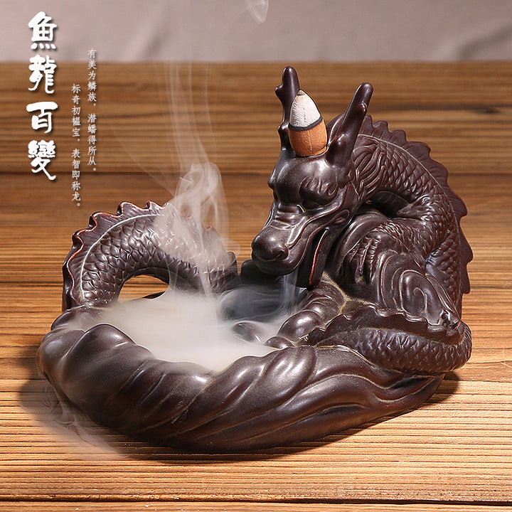 Decorative Dragon-Theme Ceramic Incense Holder