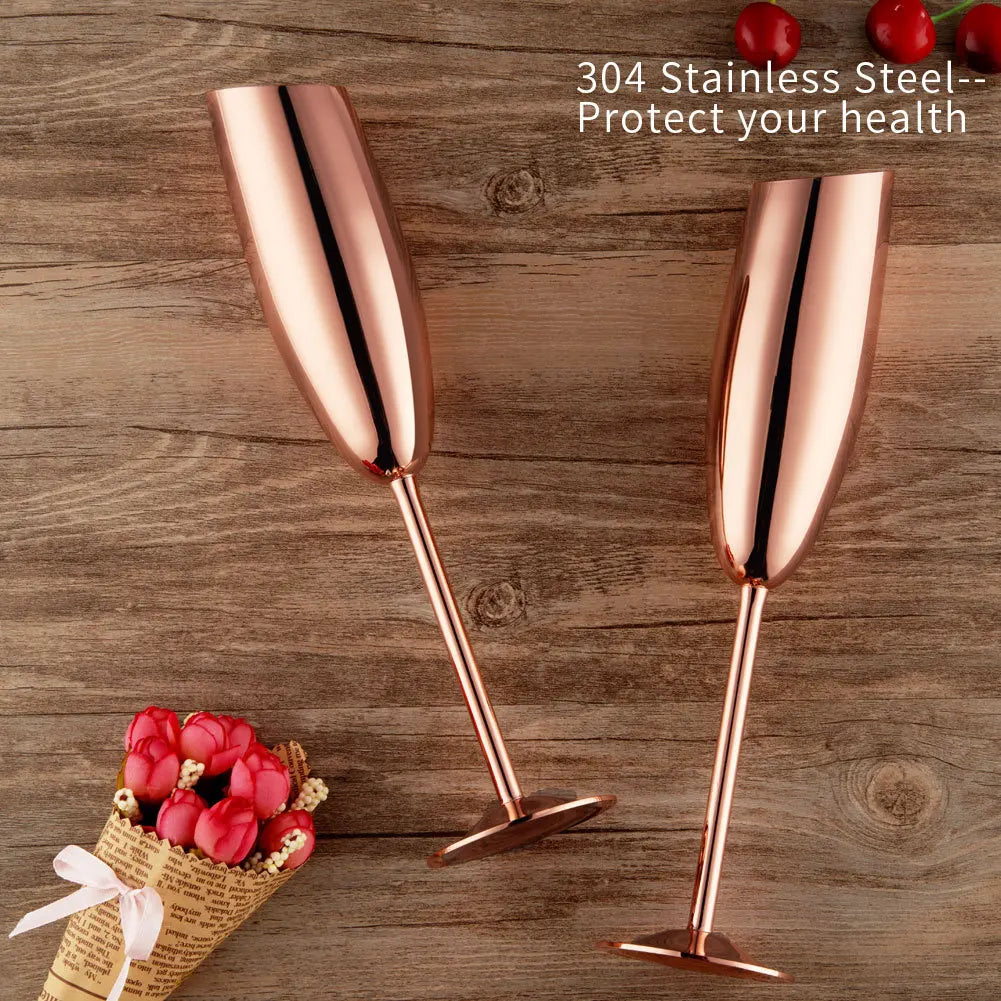 BowLift | 2 Pcs Stainless Steel Tall Champagne & Martini Glass Set for Cold Drinks