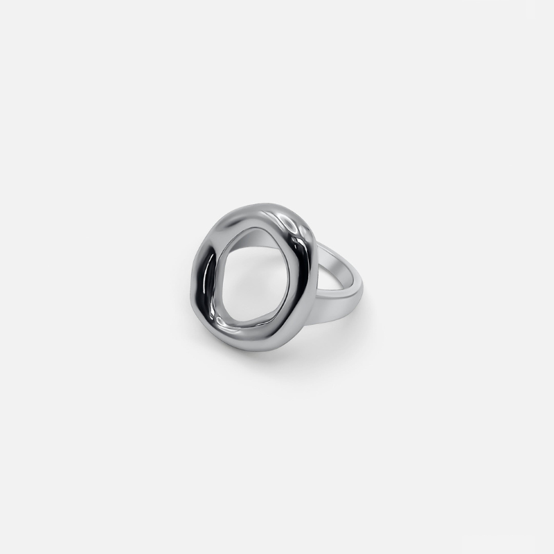 BowLift | Silver Oval Ring with Hollow Design – Minimalist Elegance for Every Day