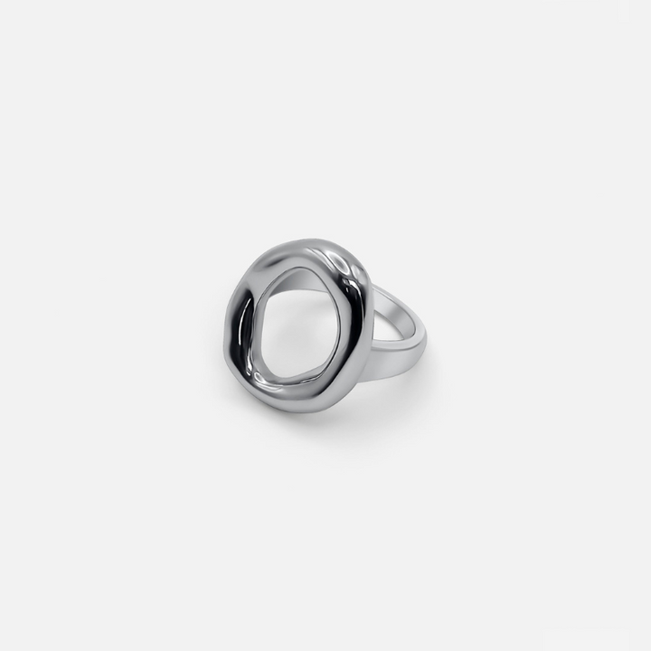 BowLift | Silver Oval Ring with Hollow Design – Minimalist Elegance for Every Day