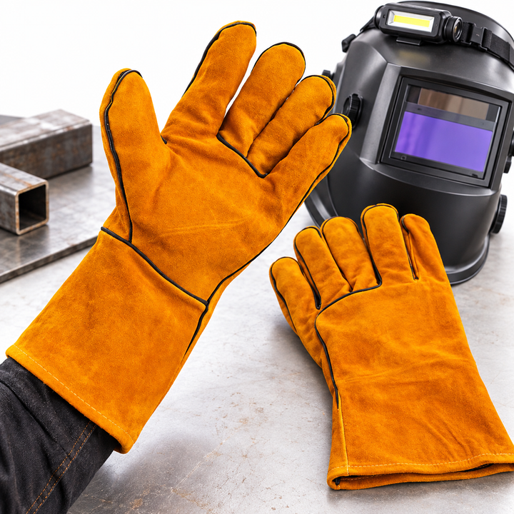 Welding Heat-Resistant Suede Leather Gauntlet Gloves with Extended Cuffs Bowlift