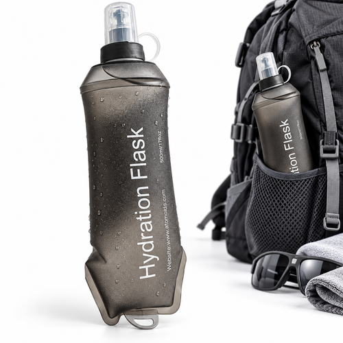 Collapsible Silicone Hydration Flask with Flip Straw Cap Bowlift