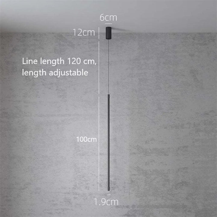 BowLift | Pendant Light Slim Black Metal Bedroom Lamp