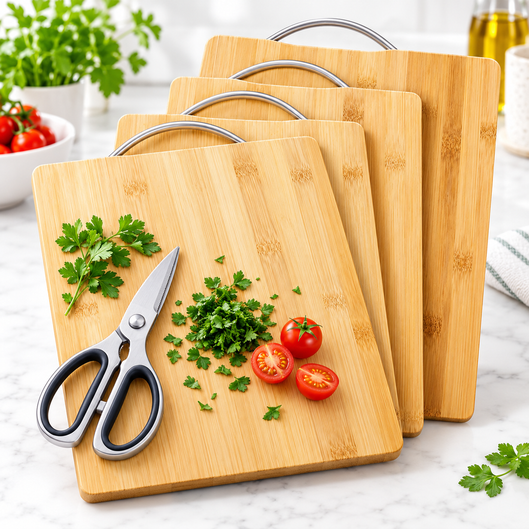 Bamboo Portable Chopping and Serving Board with Stainless Steel Handle Bowlift