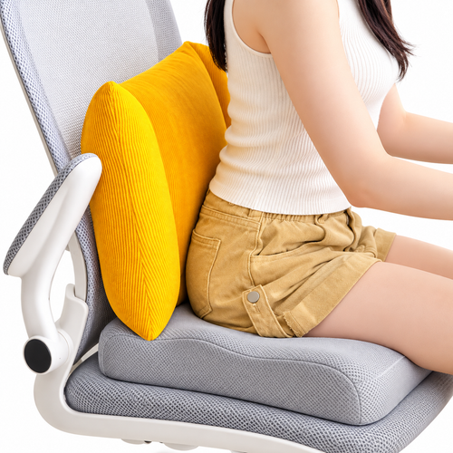 Three-Panel Lumbar Support Cushion Pillow with Corduroy Cover Bowlift