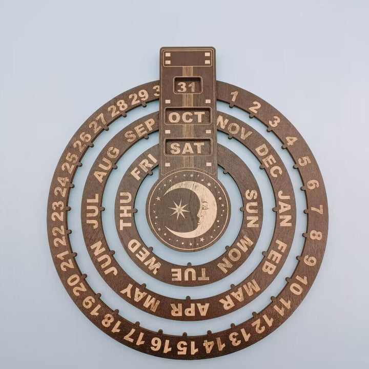Wood Rotating Circular Perpetual Calendar | Bowlift