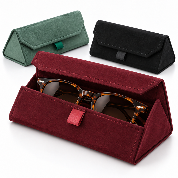 Foldable Triangular Suede Eyewear Case Bowlift