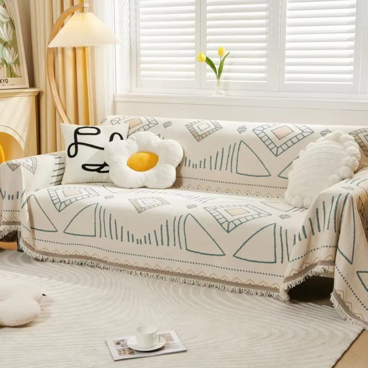 BowLift | Meringue Chenille Geometry Sofa Cover