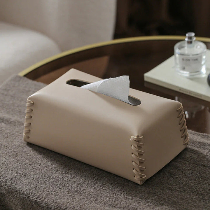 BowLift | Stitched Leather Tissue Box Holder