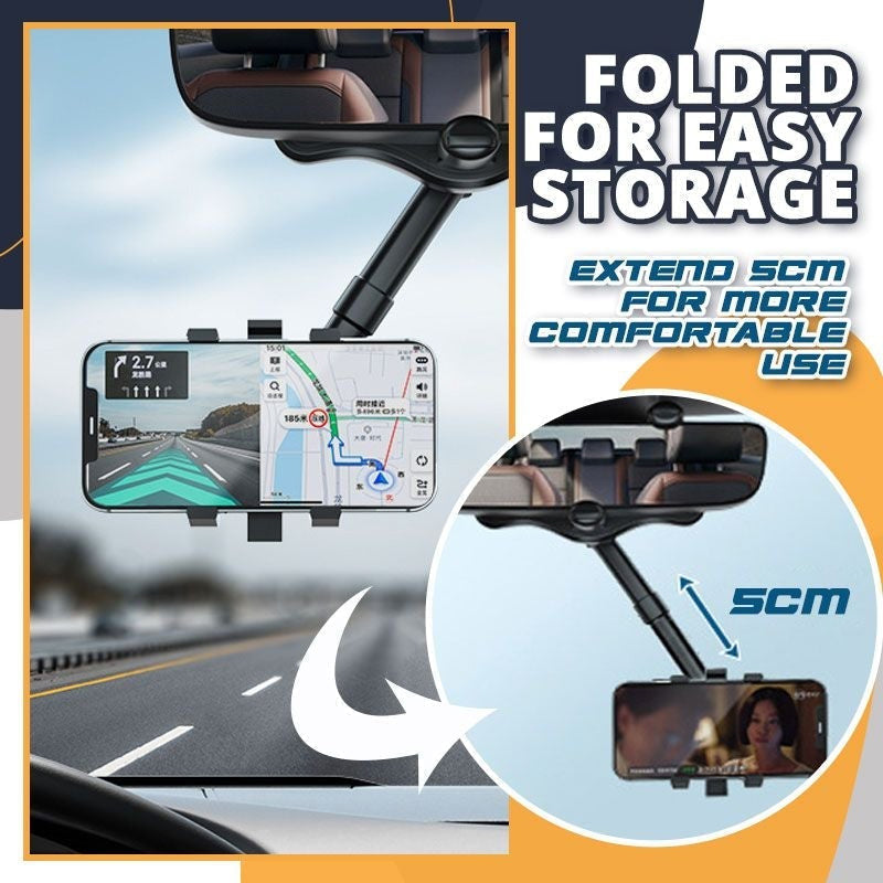 Rotatable Retractable Car Phone Holder for Rearview Mirror