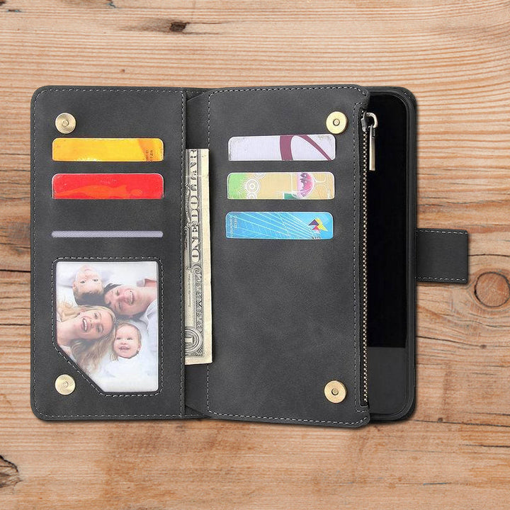BowLift | Multi-card Zipper Pocket Leather Case for iPhone