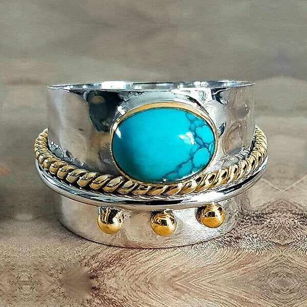 BowLift | Sterling Silver Turquoise Wide Band Ring