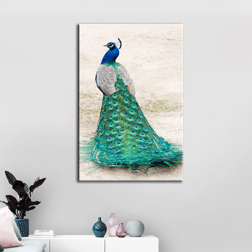 Skirted Elegant Peacock - Canvas Wall Art Painting | Bowlift