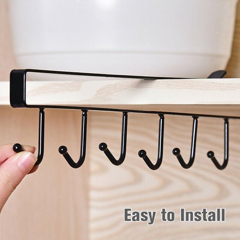 BowLift | 6 Hook Under-Cabinet Hanging Shelf