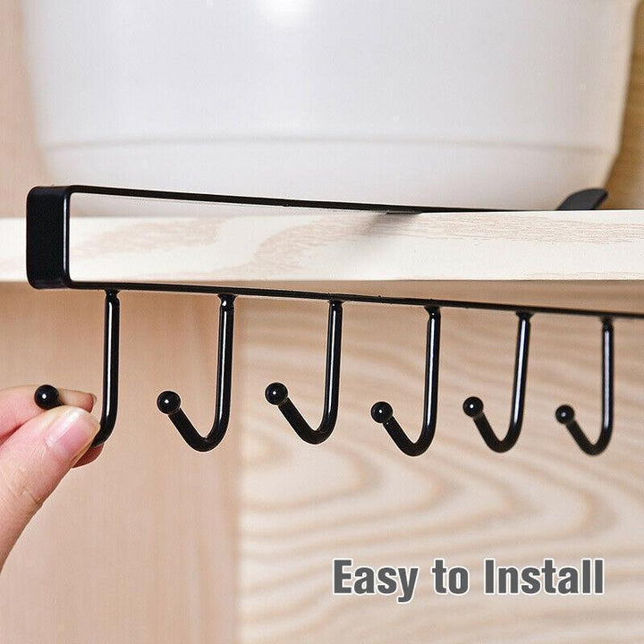 BowLift | 6 Hook Under-Cabinet Hanging Shelf
