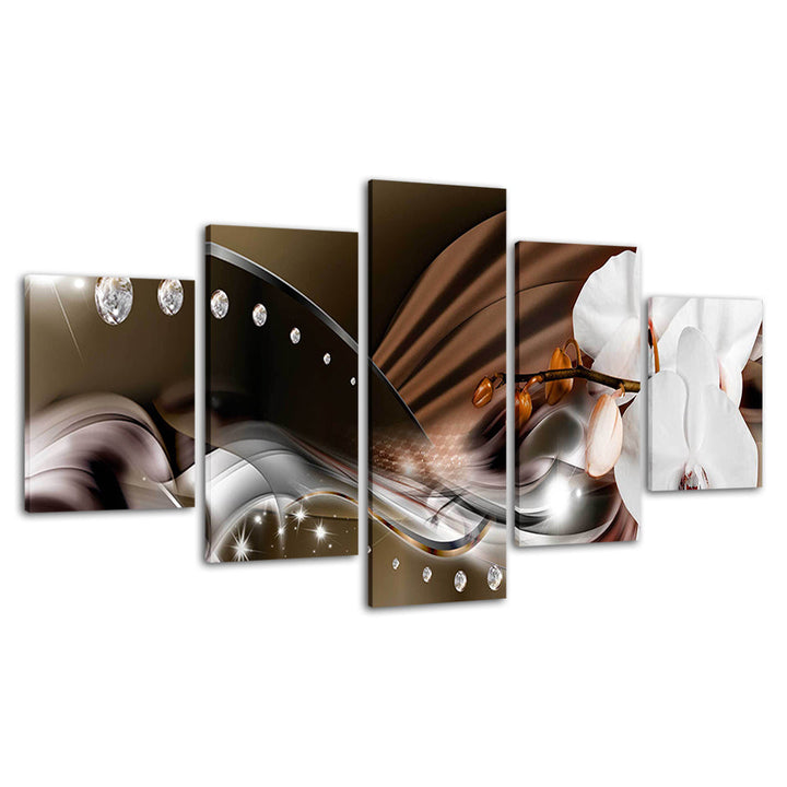White Orchids & Caffeine Aesthetic 5 Piece - Canvas Wall Art Painting | Bowlift