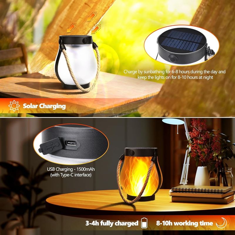 BowLift | Solar Outdoor Hemp Rope Flame Lamp