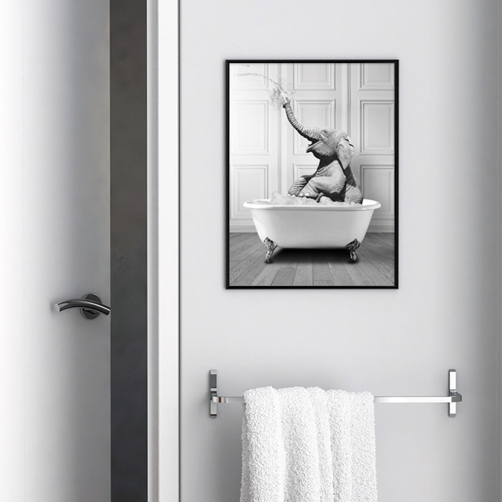 Modern Elephant Giraffe Penguin Black and White Posters Canvas Painting | Bowlift
