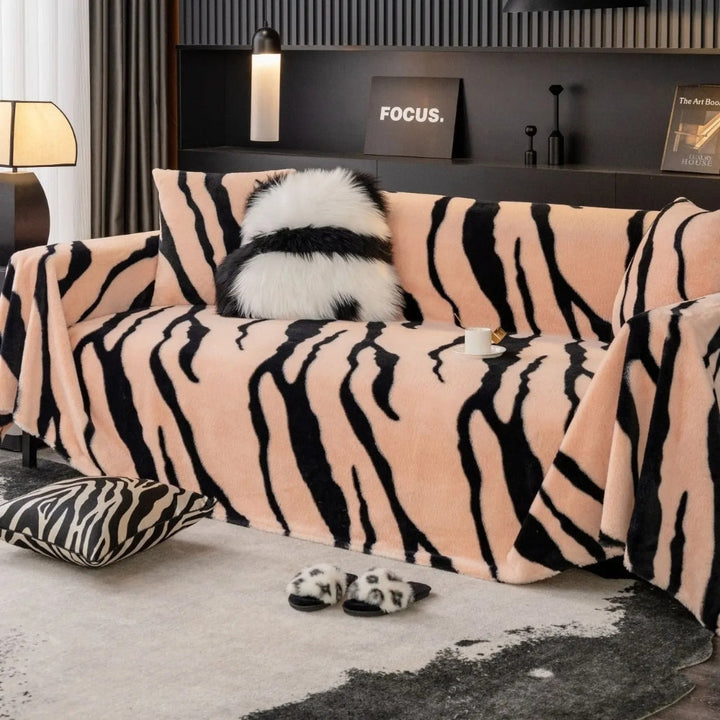 BowLift | Wild Stripes Zebra Fleece Sofa Cover
