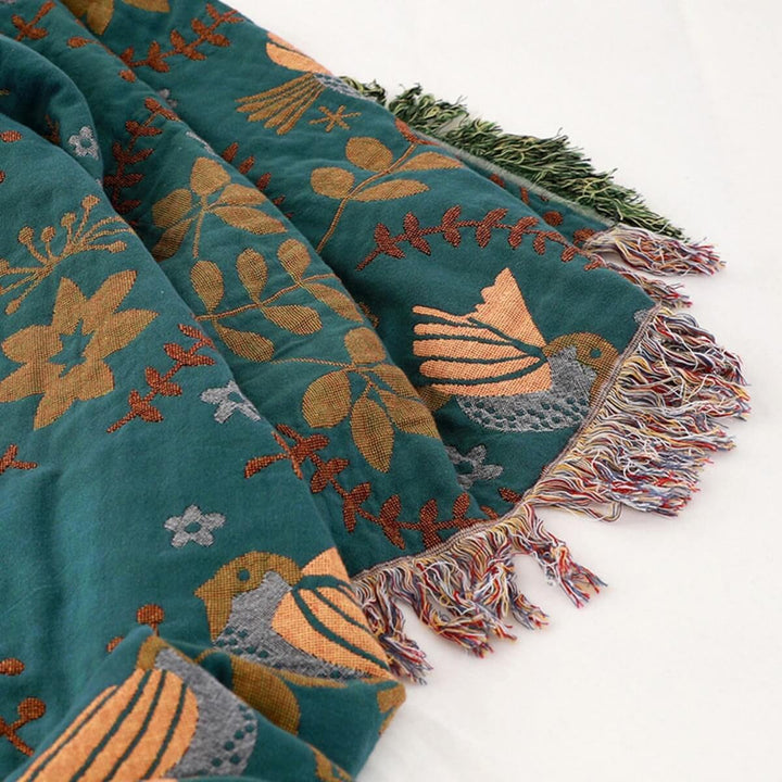 BowLift | Reversible Scandinavian Bird Throw Blanket – Cosy & Versatile for All Seasons