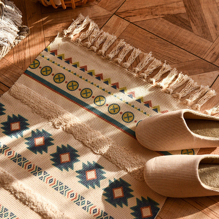 BowLift | Minimalist Cotton and Linen Tassel Woven Floor Mat