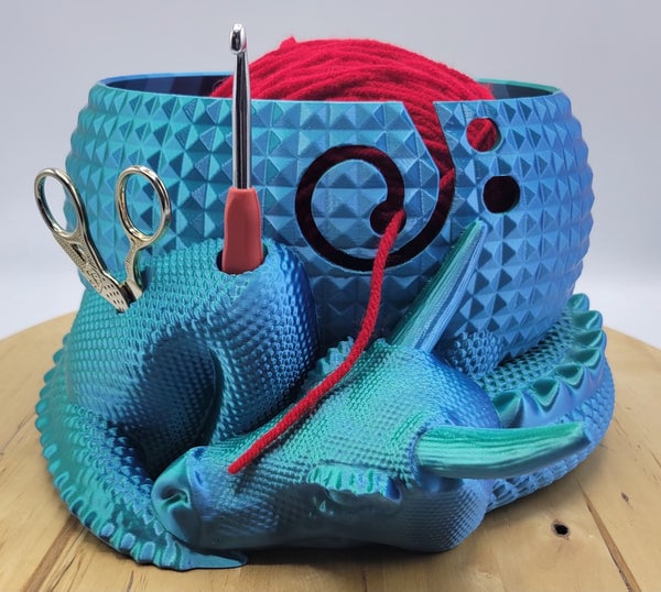 BowLift | Large Fantasy Dragon and Egg Fantasy Bowl Knitting or Crochet Bowl