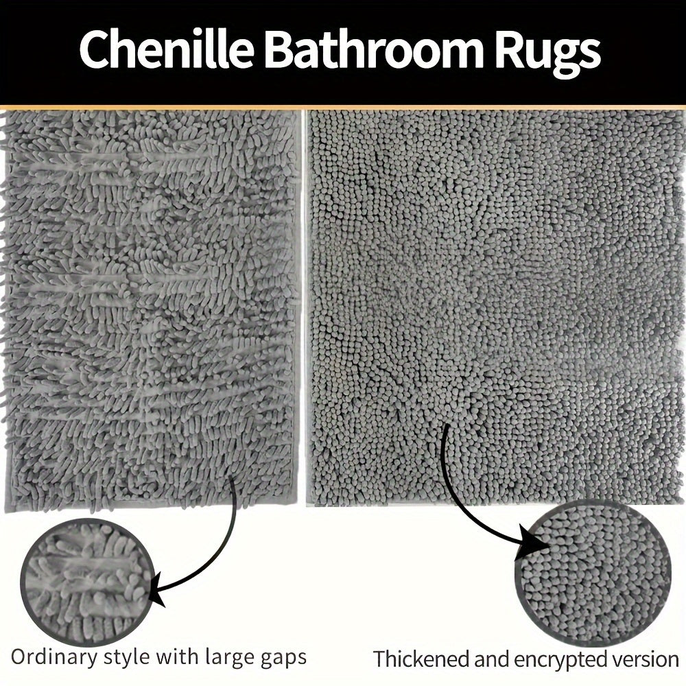 BowLift | Round Luxury Chen Bath Mat Ultra-Soft Chenille – Anti-Slip & Quick Drying