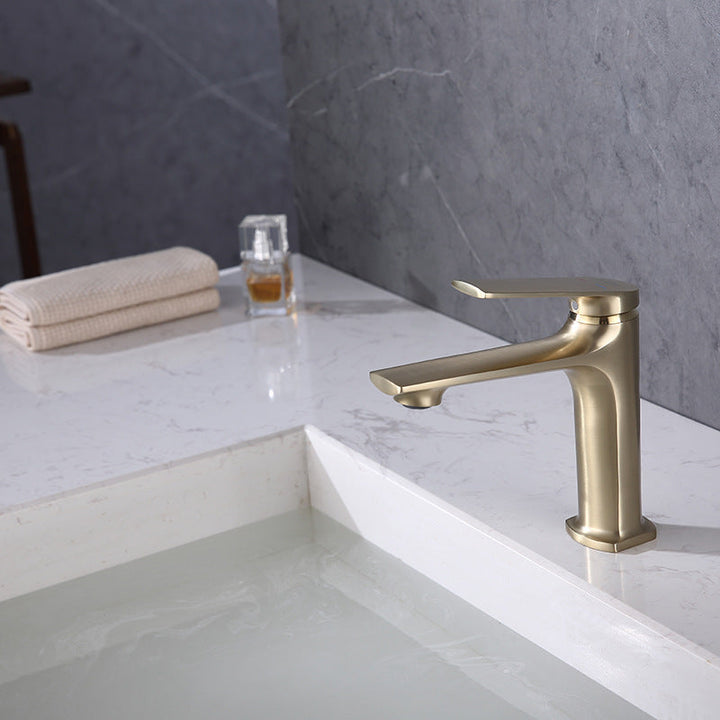 BowLift | Modern faucet brass lever handles low arc sink bathroom faucet