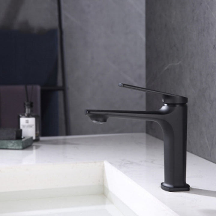 BowLift | Modern faucet brass lever handles low arc sink bathroom faucet