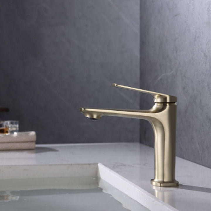 BowLift | Modern faucet brass lever handles low arc sink bathroom faucet